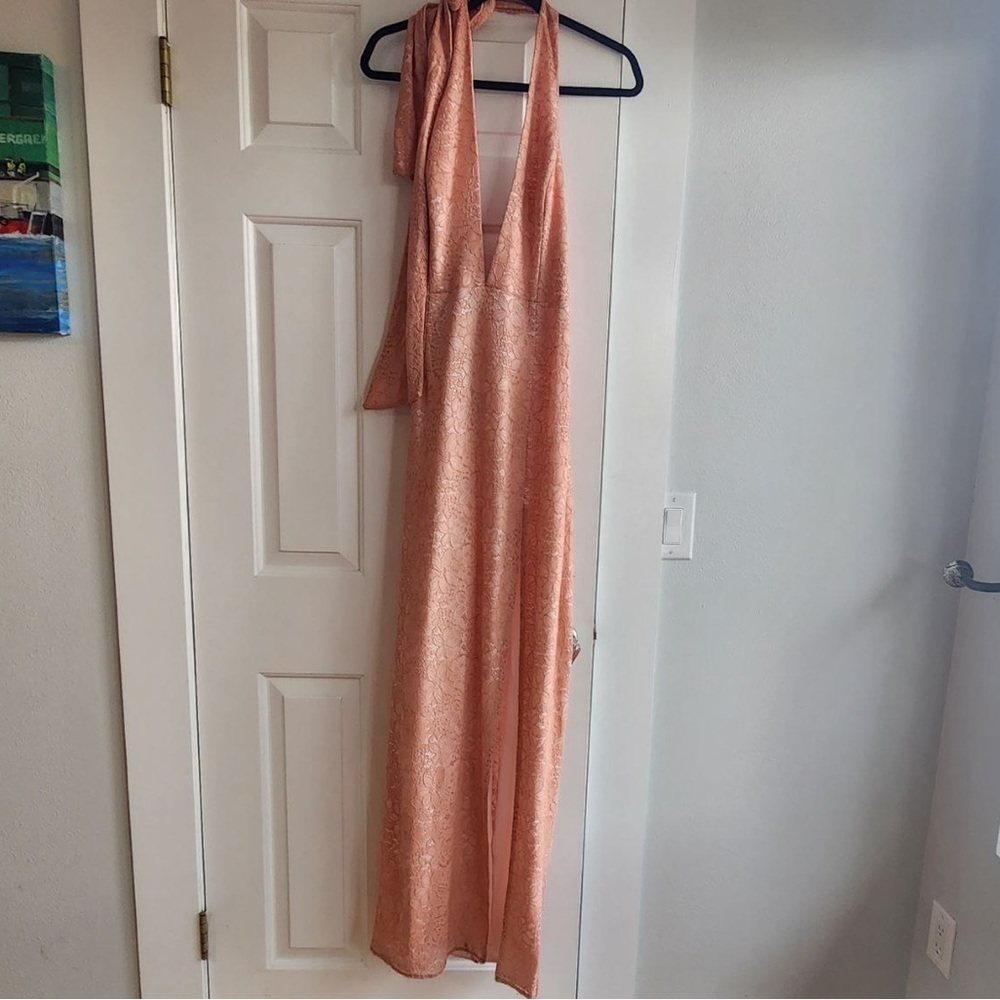 NBD Maxi Dress Into The Fire Gown in Nude Pink, Sz Large - Picture 4 of 9